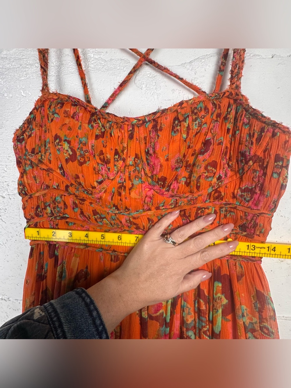 ULLA JOHNSON Ines Gown Orange Floral Smocked Maxi Dress Size 6 100% Silk Dress - Picture 8 of 16